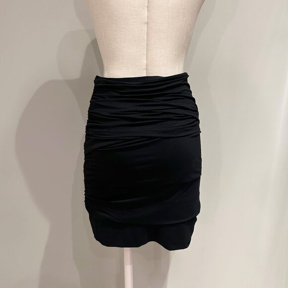 Max Studio Ruched Black Skirt Womens Size M Slim Fitting - Picture 3 of 6